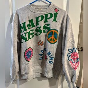 Urban outfitters small peace happiness gray sweatshirt